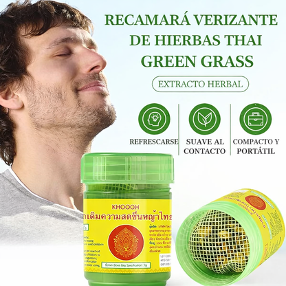 Inhalador Herbal Tailandés Green Grass | Descongestión y Energía Natural